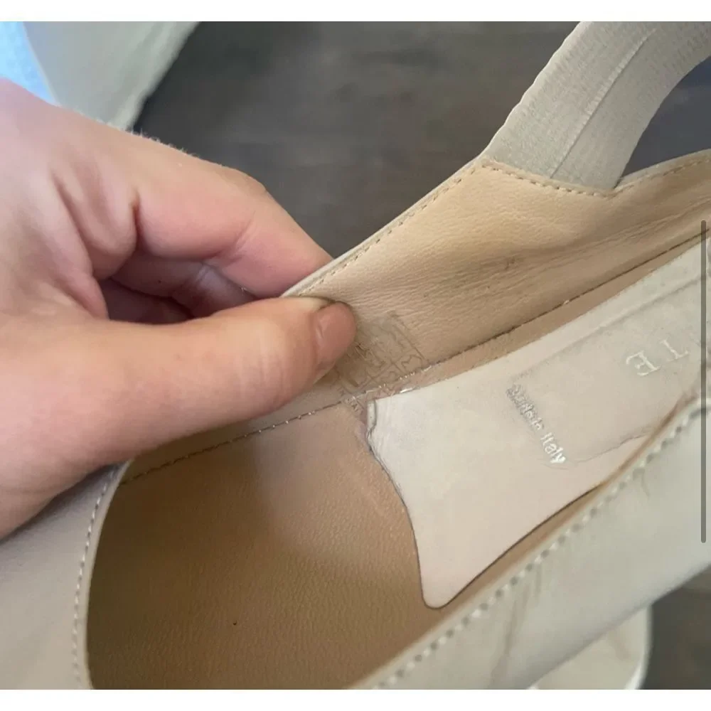 Women's Beige Slingback Platform Flats - Picture 3 of 10